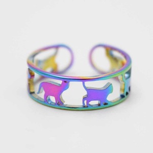 ネコシルエットステンレスフリーサイズリングRB