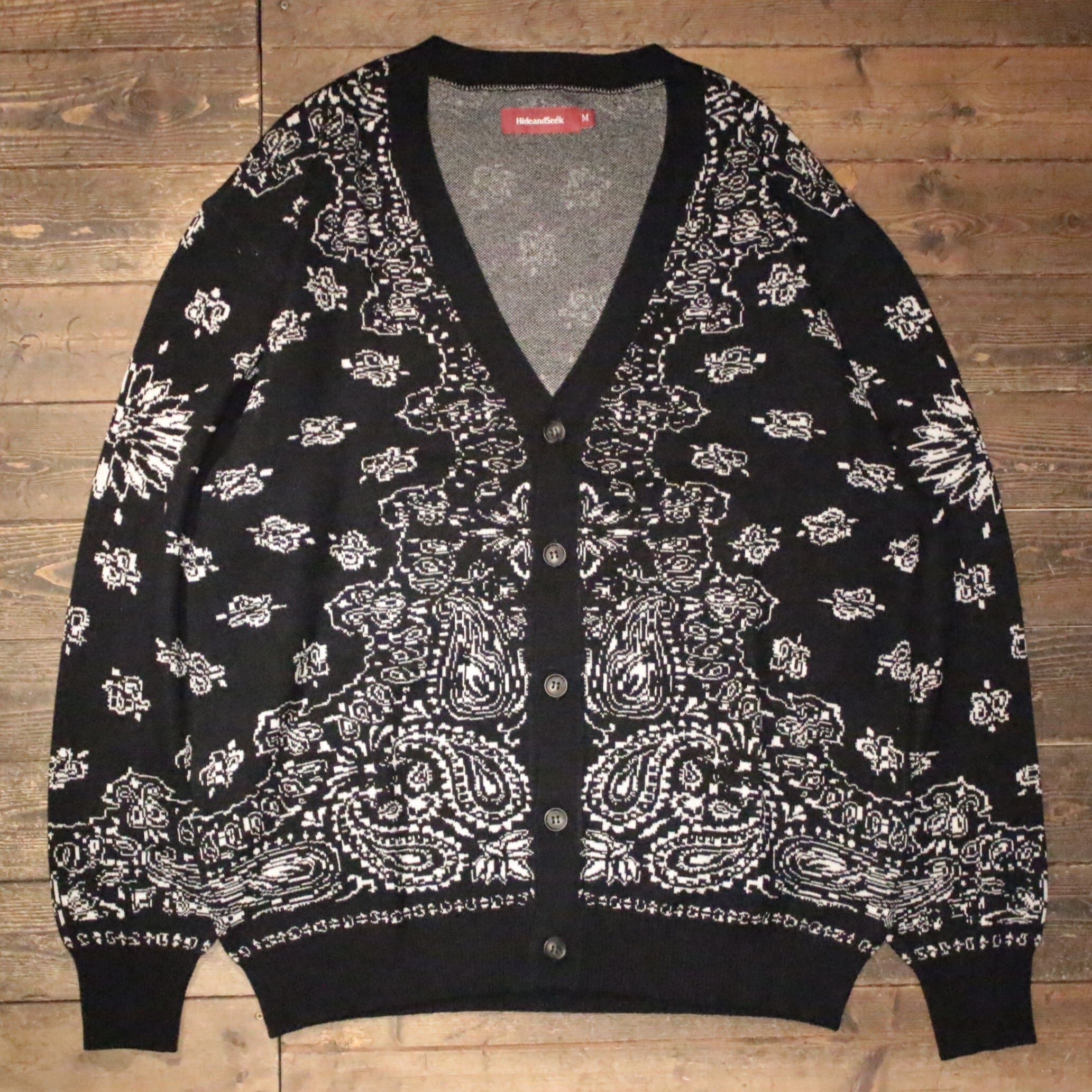 HIDE AND SEEK】Bandana Cardigan -BLACK/WHITE (ハイドアンドシーク