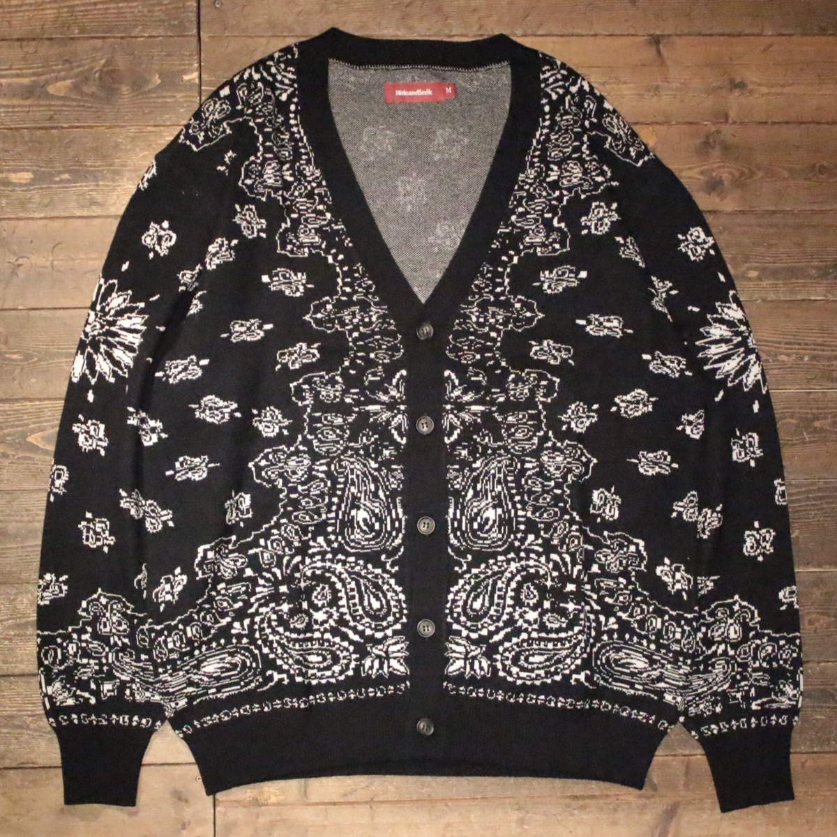 HIDE AND SEEK】Bandana Cardigan -BLACK/WHITE (ハイドアンドシーク 