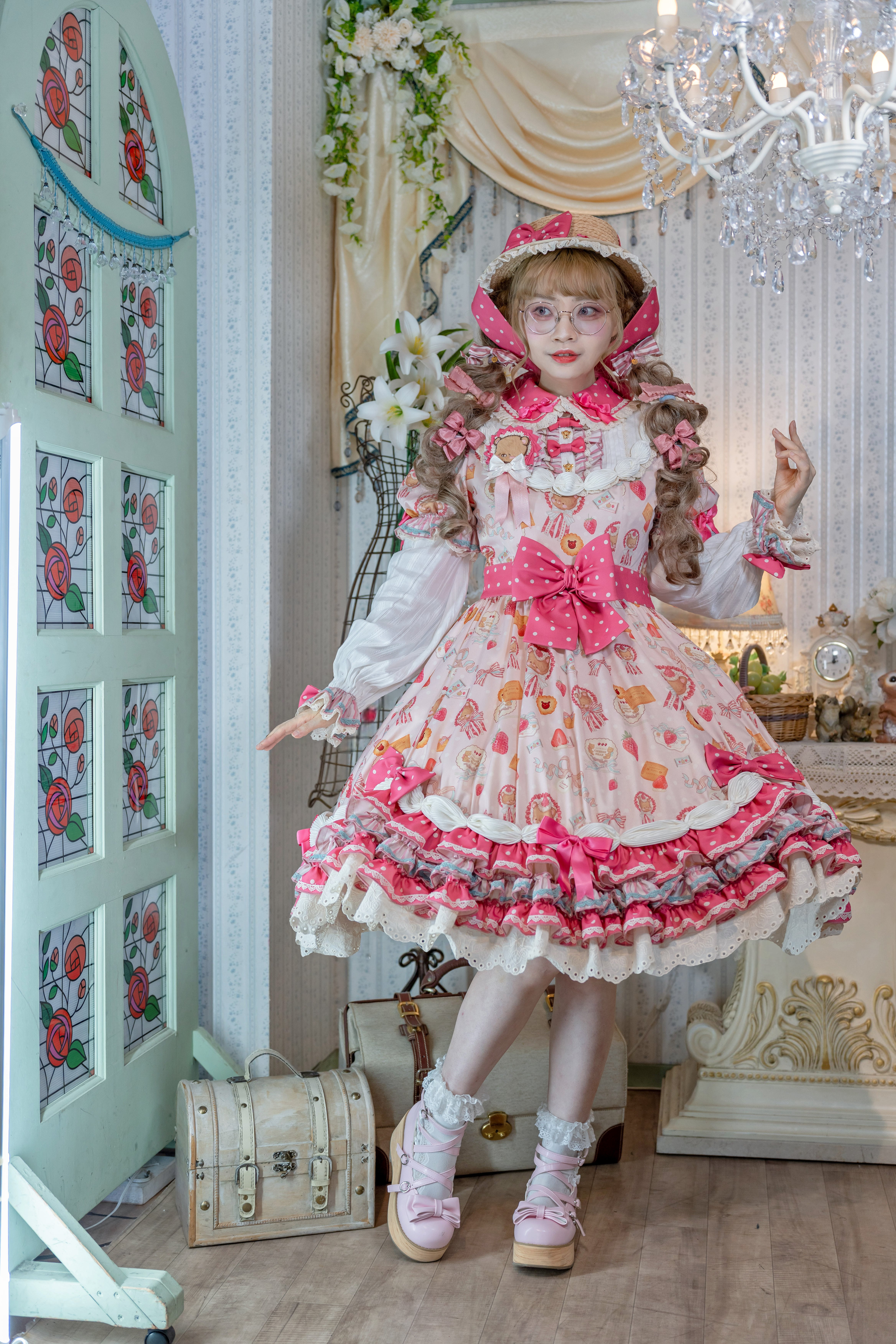 二次生産分〉TEDDY STRAWBERRY LABEL ホイップデコラワンピース