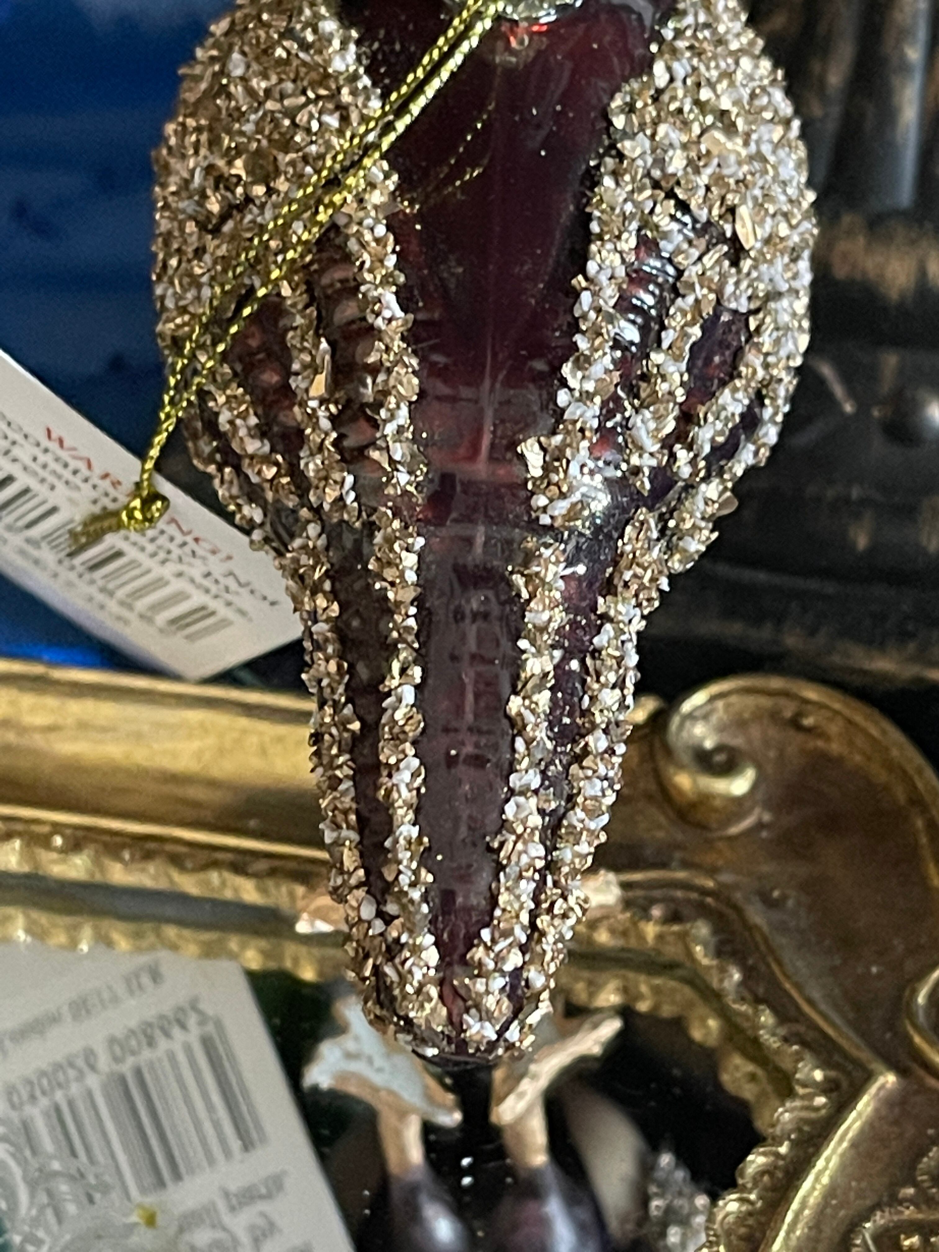 『GISELA GRAHAM』王冠を被ったロビン Robin With Crown Glass Tree Decoration　イギリス製