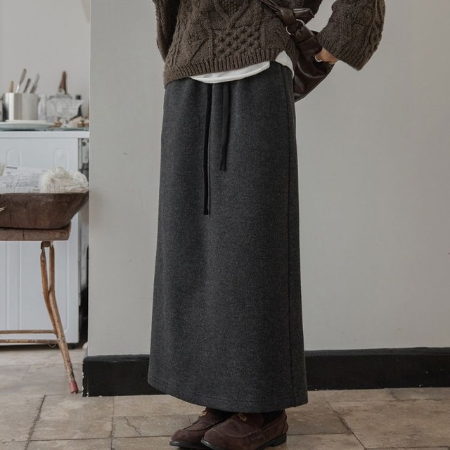 ドローストリング マキシ丈タイトスカート 　B0206