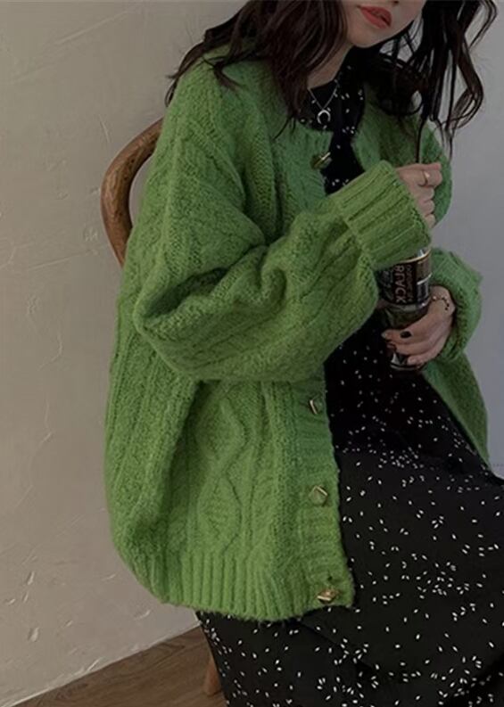 ケーブル編み　ざっくりカーディガン　AJ11009-2260