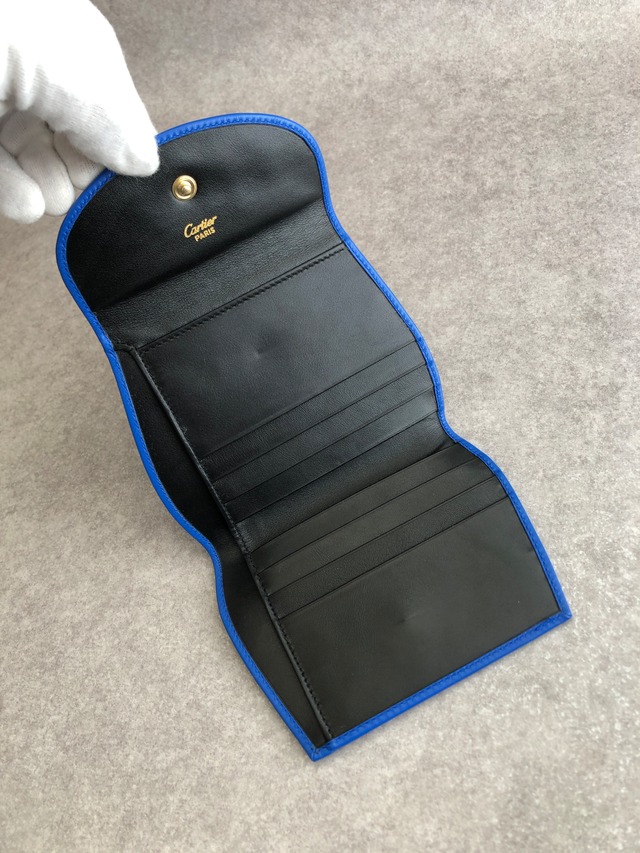 Cartier カルティエ 財布 ブルー パンテール レザー 二つ折り vintage ヴィンテージ オールド 7iyaaa
