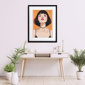 Bob Girl XI｜赤い瞳が印象的なモードポップアートポスター｜個性と彩りで空間をスタイリッシュに演出するインテリアアートA2ポスター