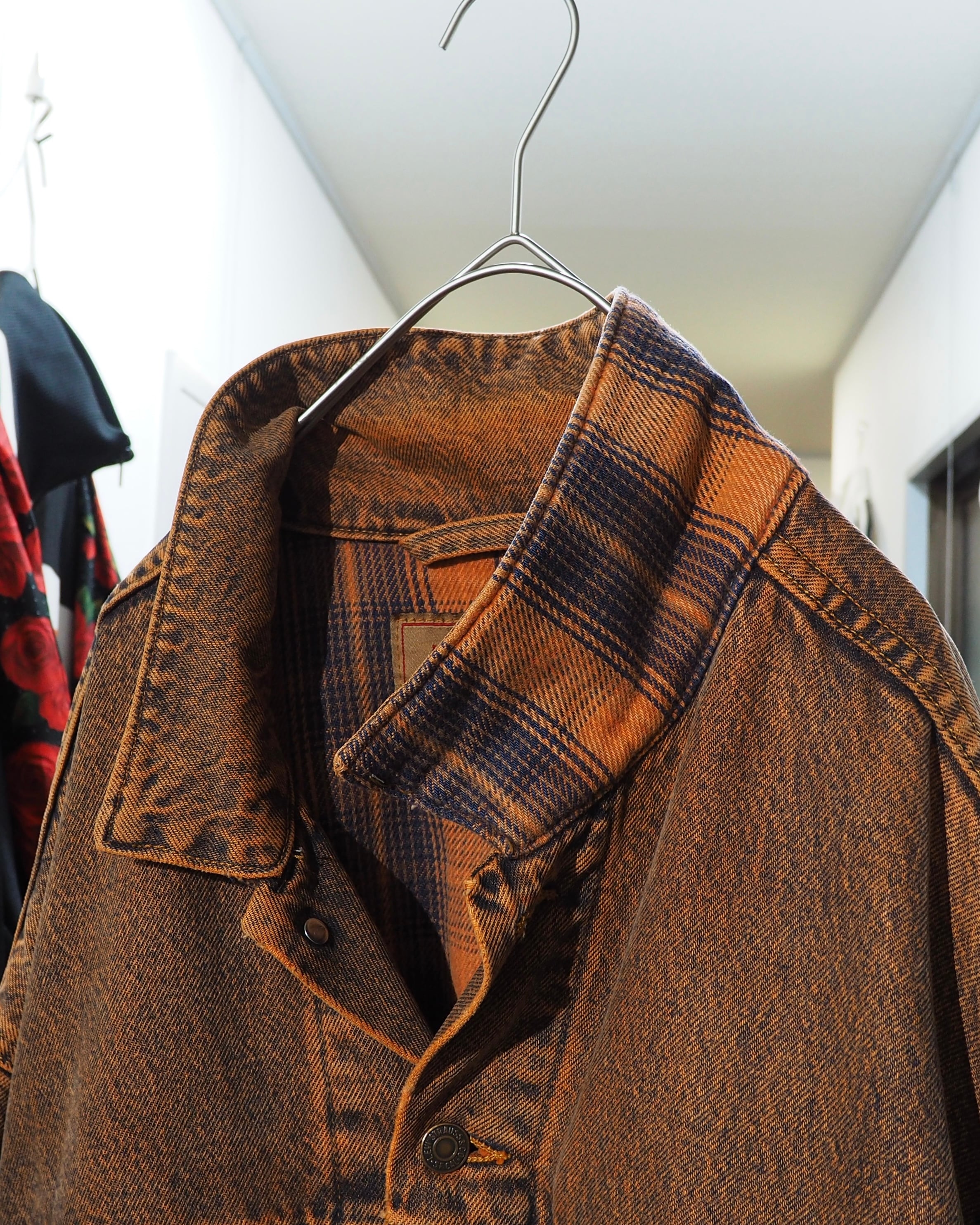 1990s " Made in USA - LEVI’S " Dark Orange Over Dyed vintage Denim jacket