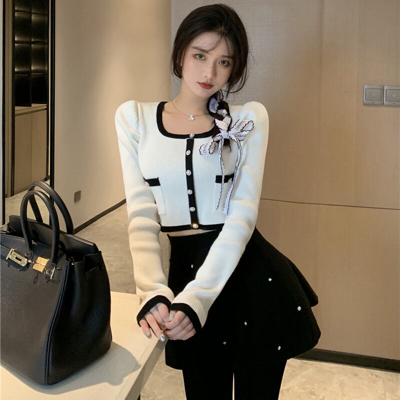 オータムウィンターショートスタイルニットカーディガンスカート レディース 秋物 冬物 スクウェア ドラファッションホール74908166698