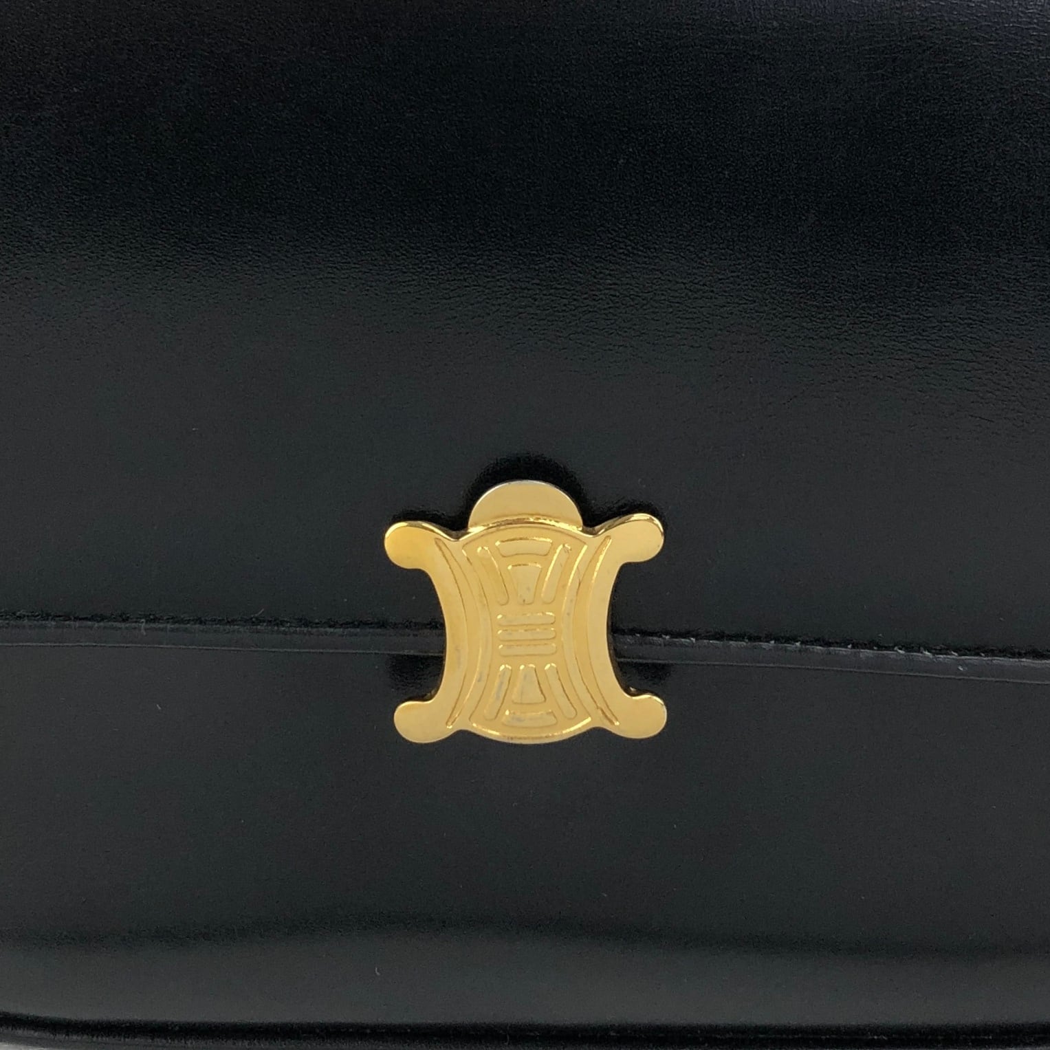 CELINE セリーヌ ヴィンテージ マカダム トリオンフ ゴールド金具 フラップ ワンショルダーバッグ レザー 本革 ブラック 黒 レディース メンズ ユニセックス CELINE セリーヌ ヴィンテージ マカダム トリオンフ ゴールド金具