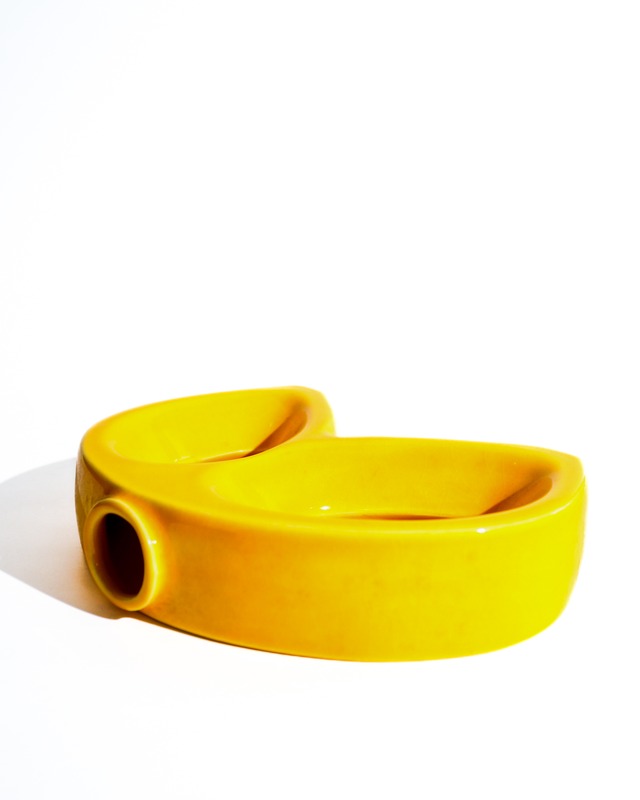 yellow ceramic vase