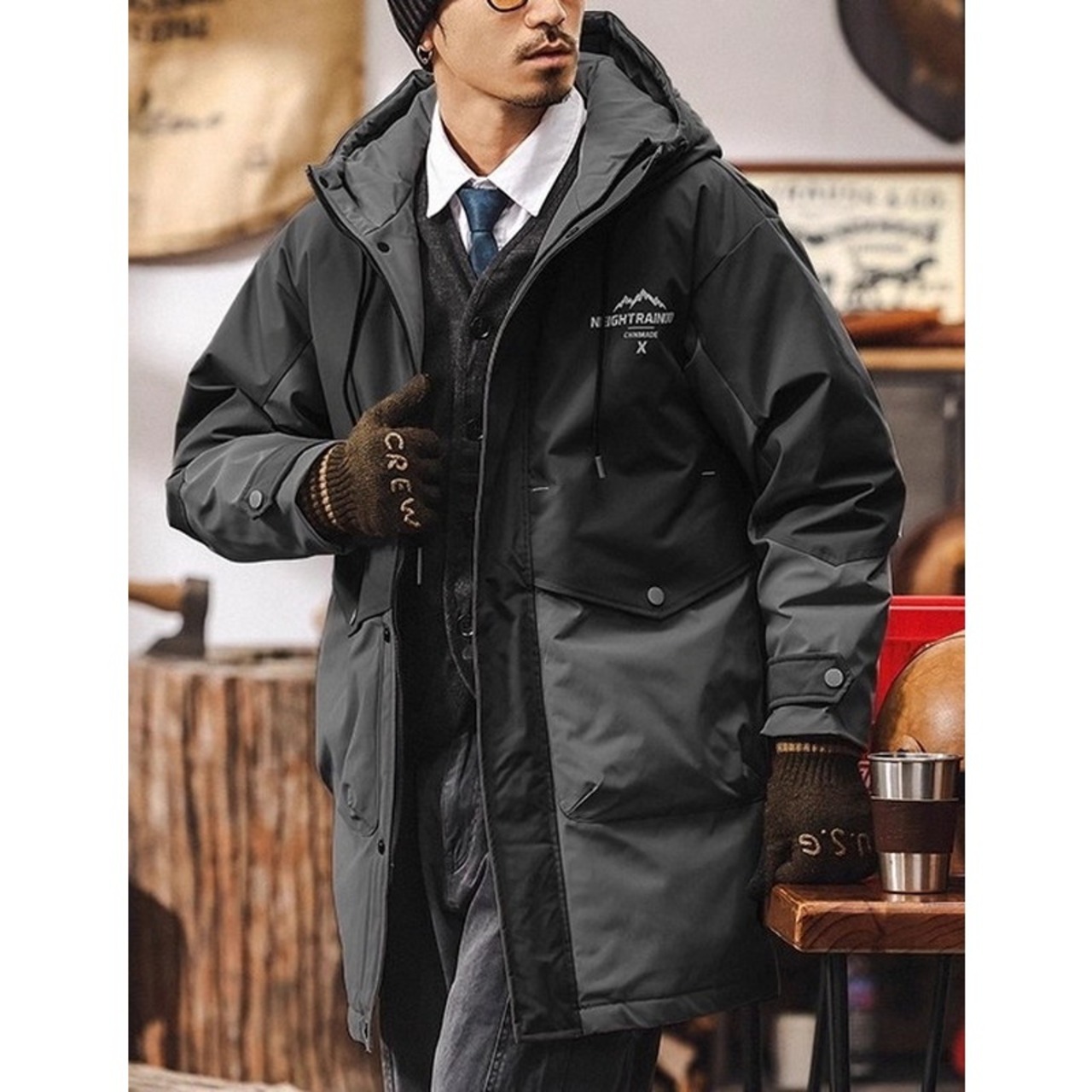 Hooded Bicolor Hip-Length Down Jacket ◇2color H0934