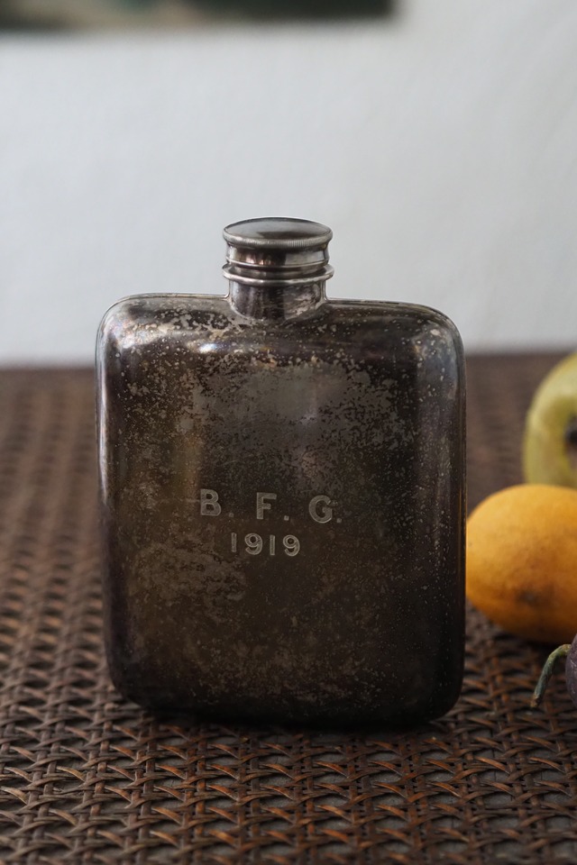 燻し銀のスキットル No.3-antique hip flask