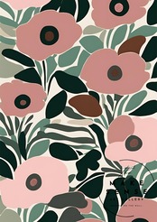 Flowers in the Field｜北欧カラーが映えるボタニカルフラワーアートポスター｜華やかで穏やかな空間を演出するインテリアA2ポスター