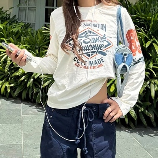 カレッジライクロゴグラフィックロングTシャツ 2col R02720