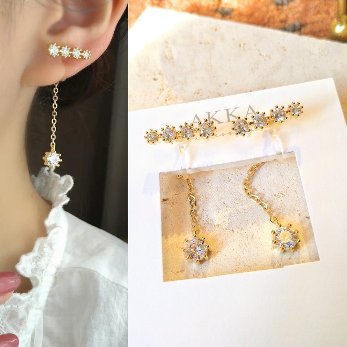 ラスト1点◇タレント:もえあず様ご着用◇bijou ＆ chain long earrings 