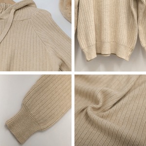 リブニット パーカー レディース 春秋冬 トップス おしゃれ 暖かい 大人 かわいい きれいめ フード付き 防寒 ナチュラル 大人可愛い 大人女子