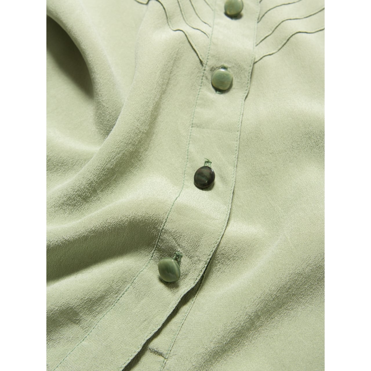 【cacharel】Made in France 60-70's band collar silk blouse（キャシャレル フランス製バンドカラーシルクブラウス）2c