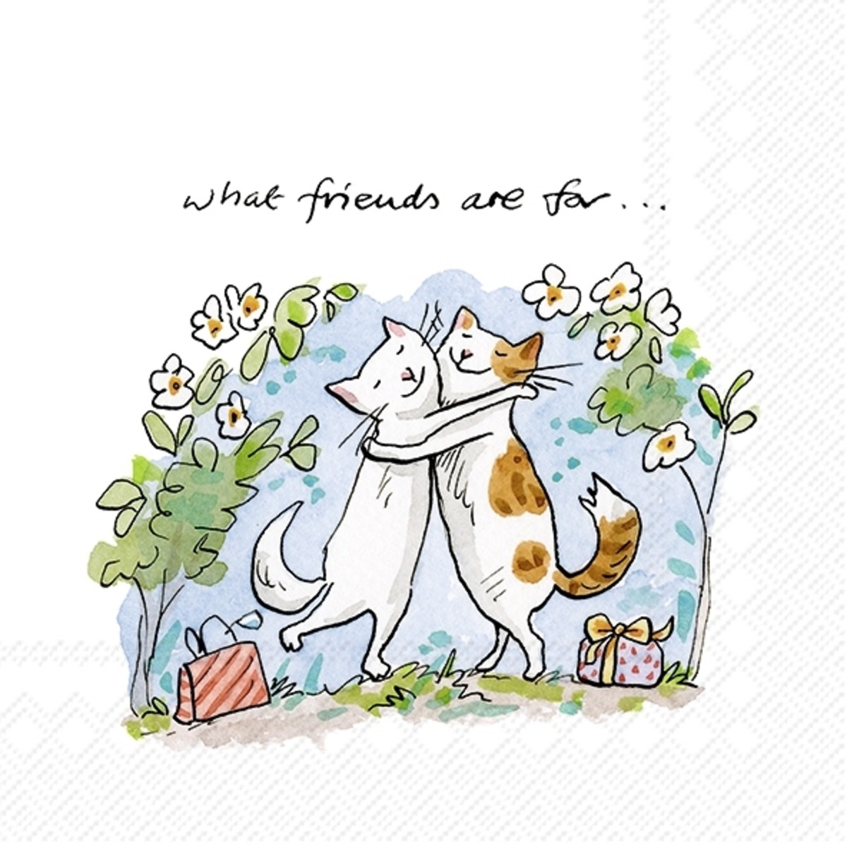 【IHR】バラ売り2枚 カクテルサイズ ペーパーナプキン CATS FRIENDS ホワイト Anita Jeram |  北欧ペーパーナプキンPAPERLETTER（ペーパーレター）