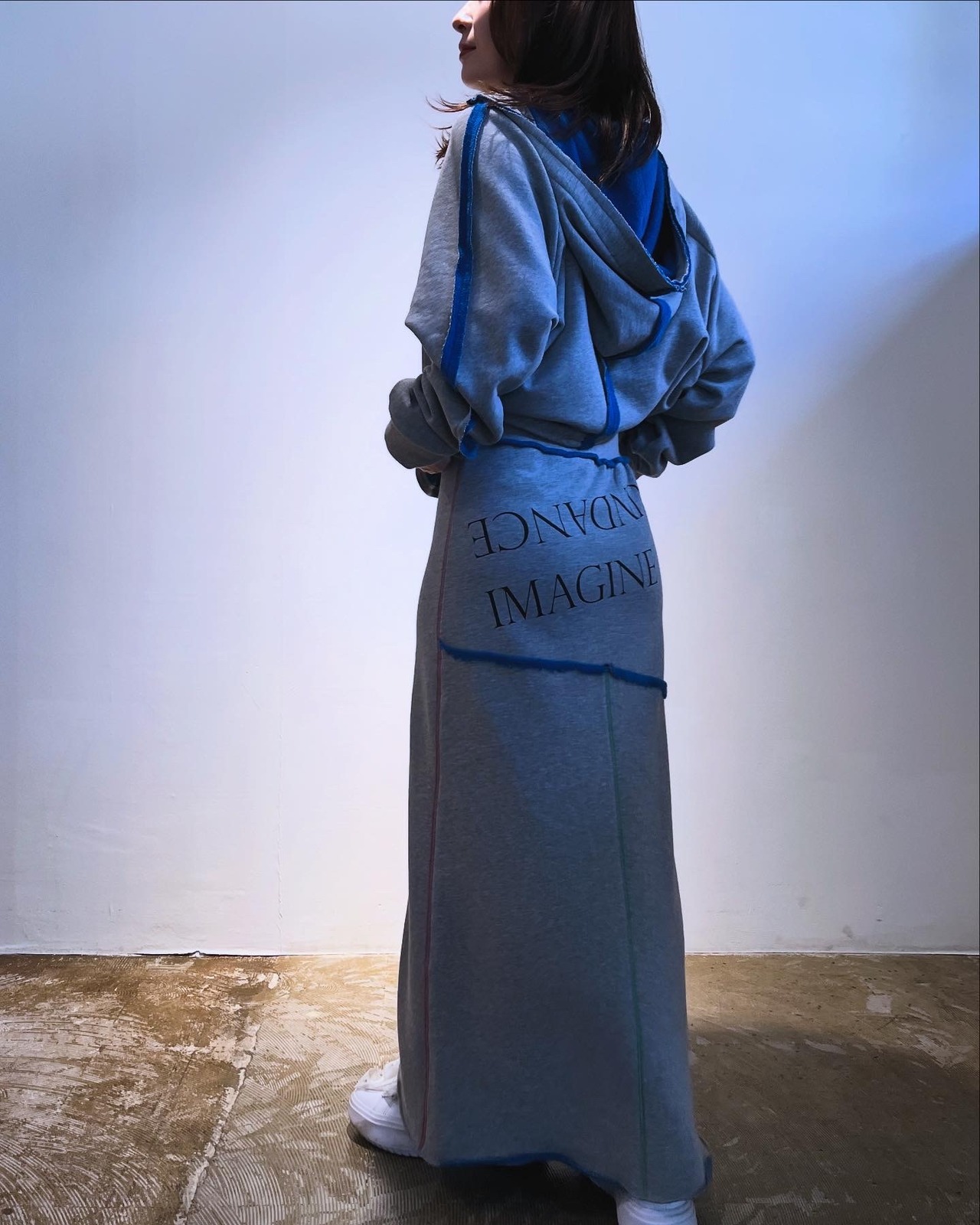 エイミーロウ  Eimee Law 配色ボア裏毛バックテキストZIP SK