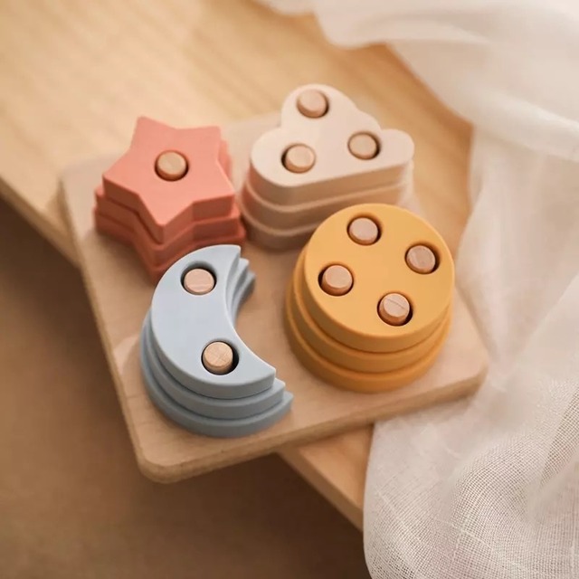 【受注】wooden shape stacking sorter 木製スタッキングパズル