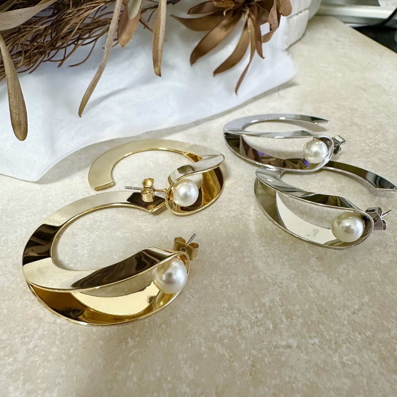 359P　パールフープピアス