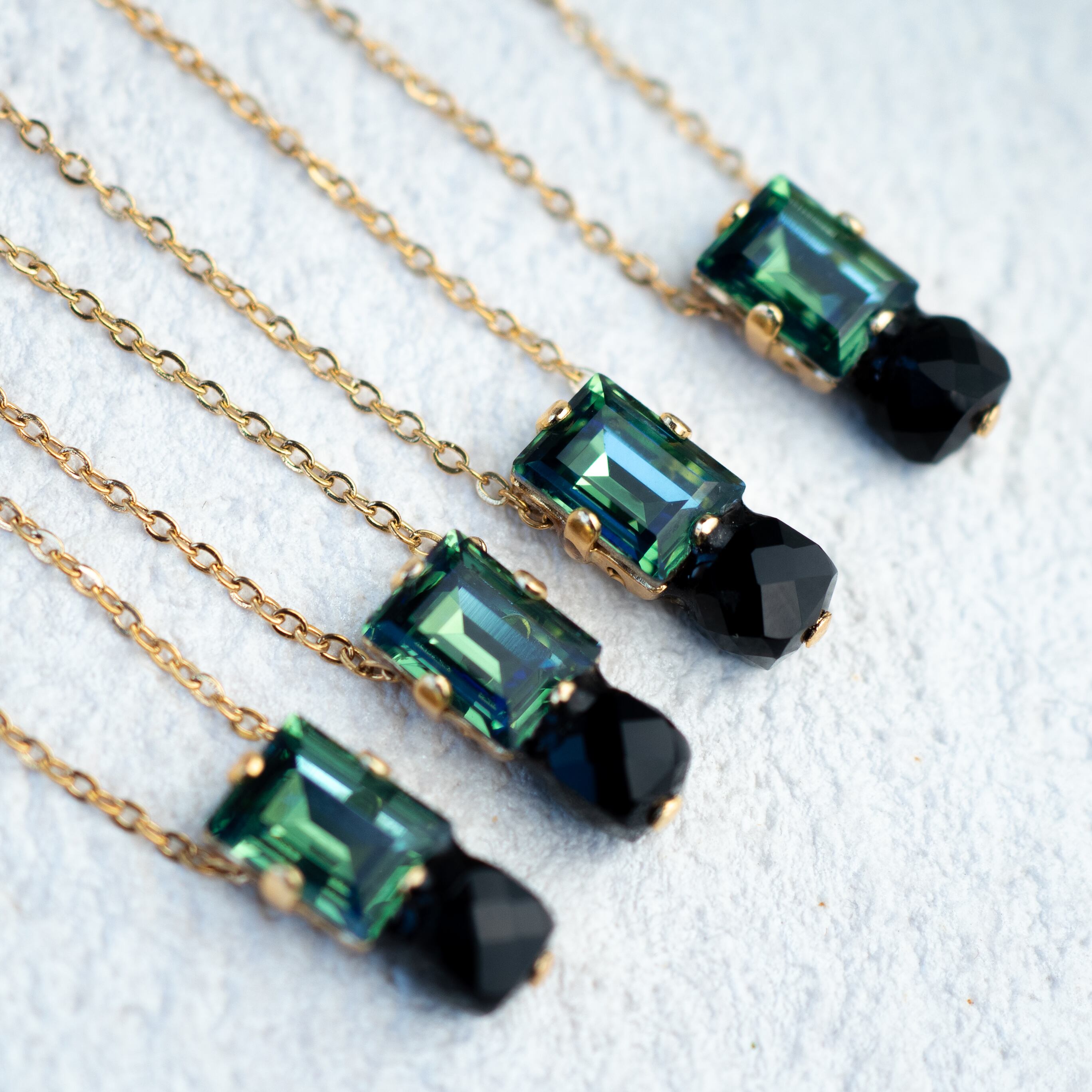 モスグリーン×ブラックオニキス ネックレス サージカルステンレス製