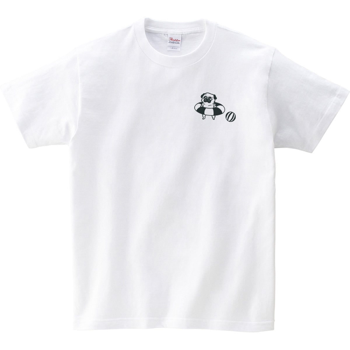 海水浴 パグ Tシャツ dog88 犬 浮き輪 夏 パグ好き 服 ゆるい イラスト