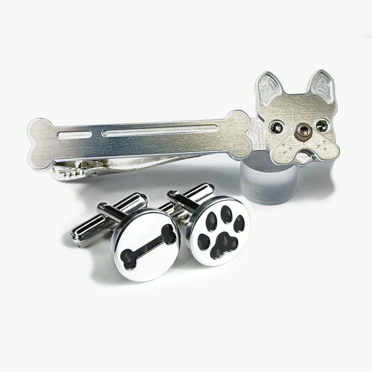 フレンチブルドッグネクタイピン＆カフスセット】 フレブル飼いさんに