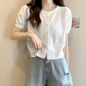 ショート丈 ニット カーディガン レディース 春夏秋 韓国 羽織り トップス きれいめ 無地 大人 カジュアル かわいい おしゃれ 薄手 サマーニット 冷房対策 大人可愛い 大人女子