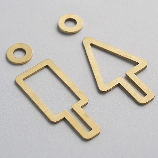 toilet line sign plate brass