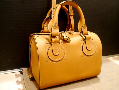 美品◆梨花愛用◆ Chloe クロエ オーロラ ミニボストン型 ハンドショルダー 2way レザー バッグ バック 明茶◆