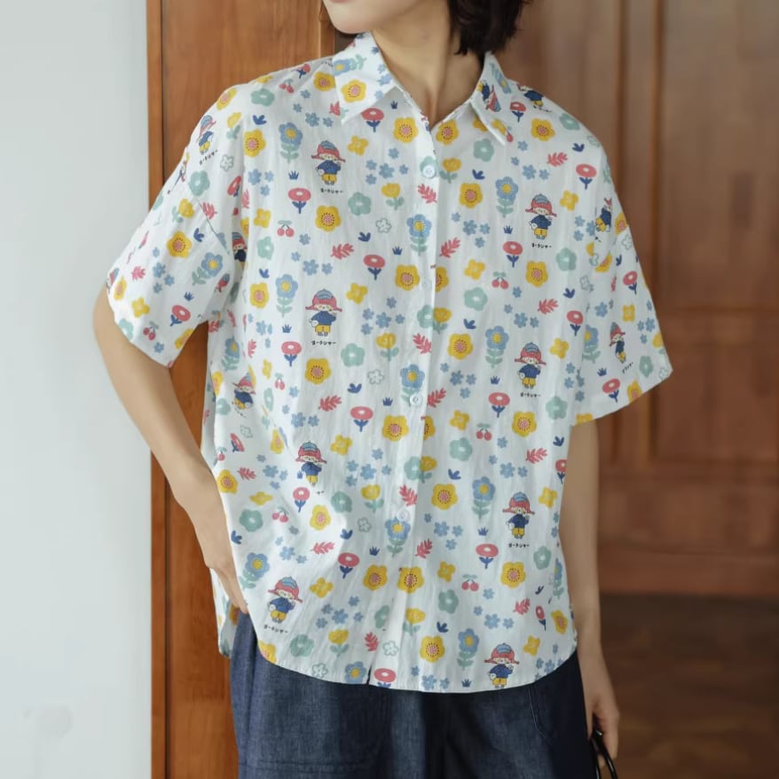 カラフルデイジー柄ブラウス ・7779 | Lehtia - レフティア｜淡色