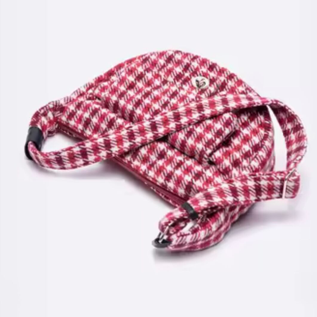 retro check crescent moon bag