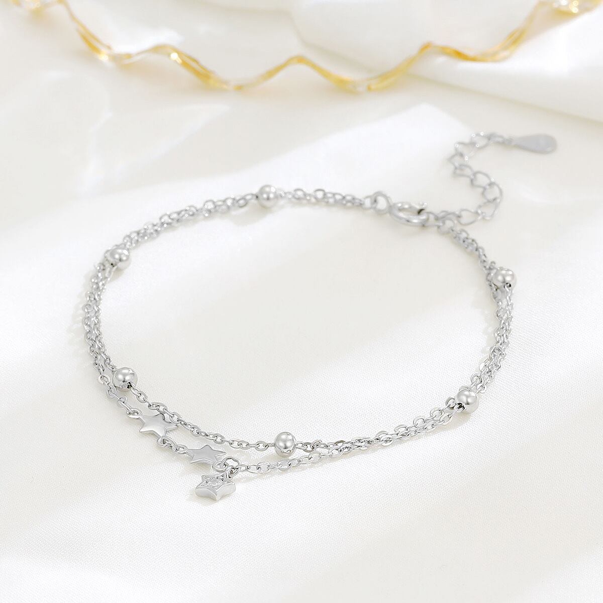 二重 星ブレスレット レディース ジルコン シルバー925 ジュエリー