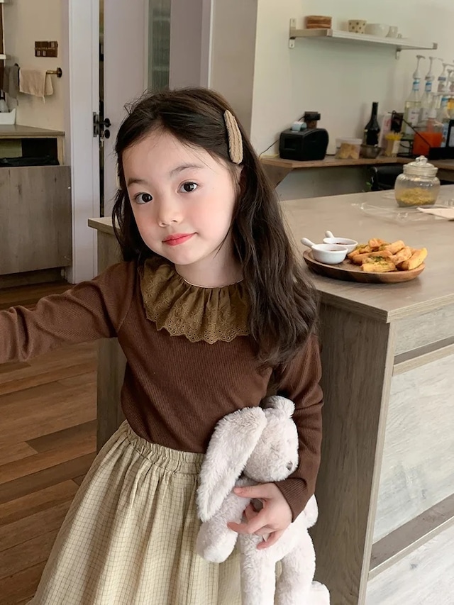 【取寄】使い勝手抜群なレースフリルカラーリブトップス