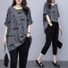涼しく楽ちんセットアップ レディース 夏 韓国 半袖 オーバーサイズ婦人服スーツTシャツ太っているmm痩せて見える2つのセット ルームウェア セットアップ スウェット上下セット スーツ