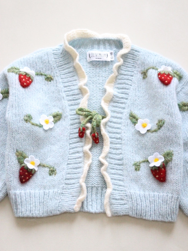 Olivimilly  Strawberries cardigan  blue  4-7y