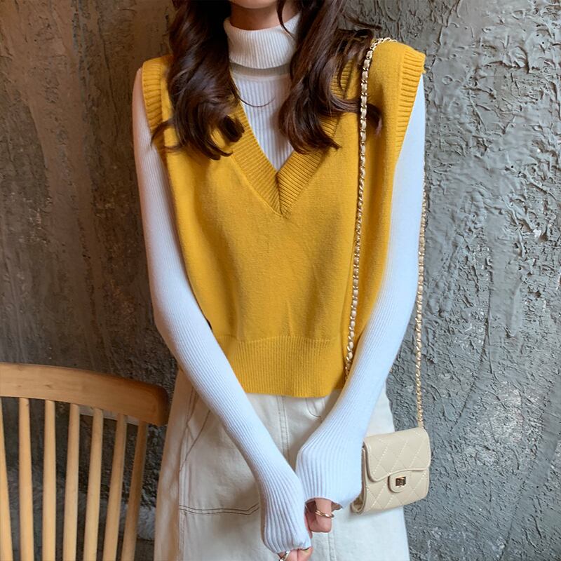 ニット秋2020新しいスタイルの薄いトップの女性の学生のセーター緩いアウターウェアベストベストスタック クレセントシティ13349060447