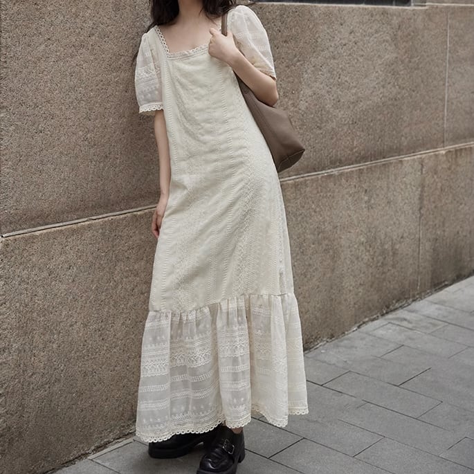 square neck long one-piece