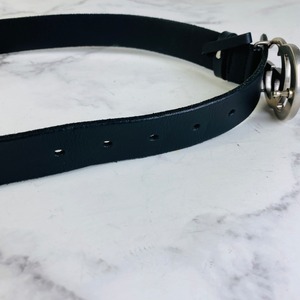 GUCCI グッチ  インターロッキングG レザー ベルト ブラック A-7389