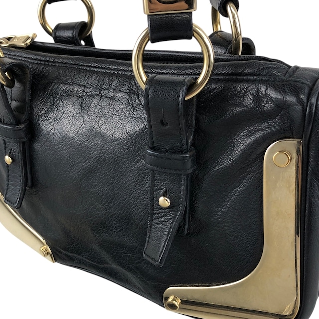 Yves Saint Laurent イヴ・サンローラン トートバッグ ブラック レザー 金具 vintage ヴィンテージ オールド 3tiyps