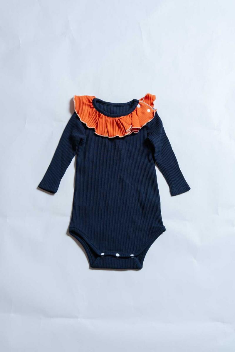 【26AW】KOQUELIKO(コキュリコ)Collier baby body navy (XXS/XS)ロンパース ネイビー