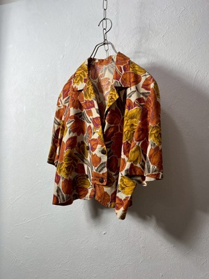 ITALY made flower design Linen jacket Vintage