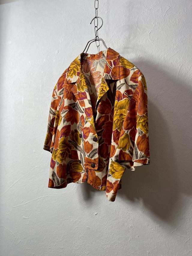 ITALY made flower design Linen jacket Vintage