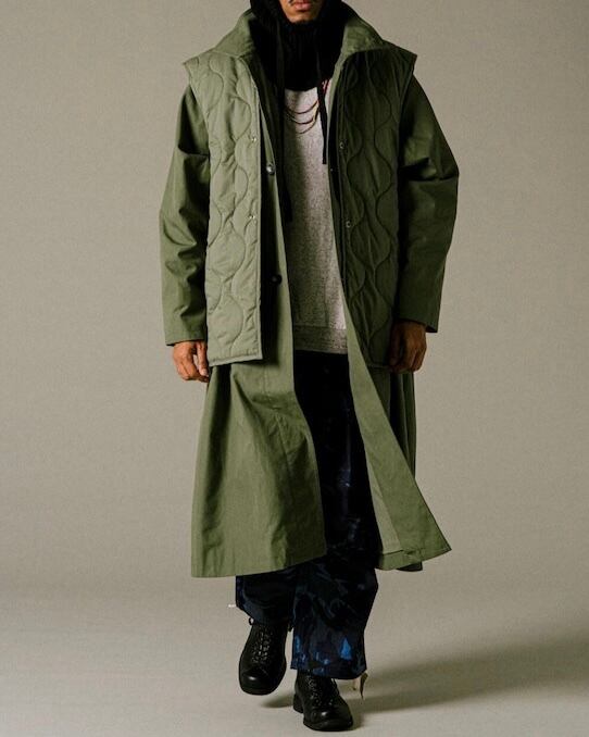 AMBERGLEAM Stand collar trench coat コート