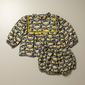 ＜BEBE ORGANIC＞バードプリント ブラウス&ブルマー セット Birdie Baby Set