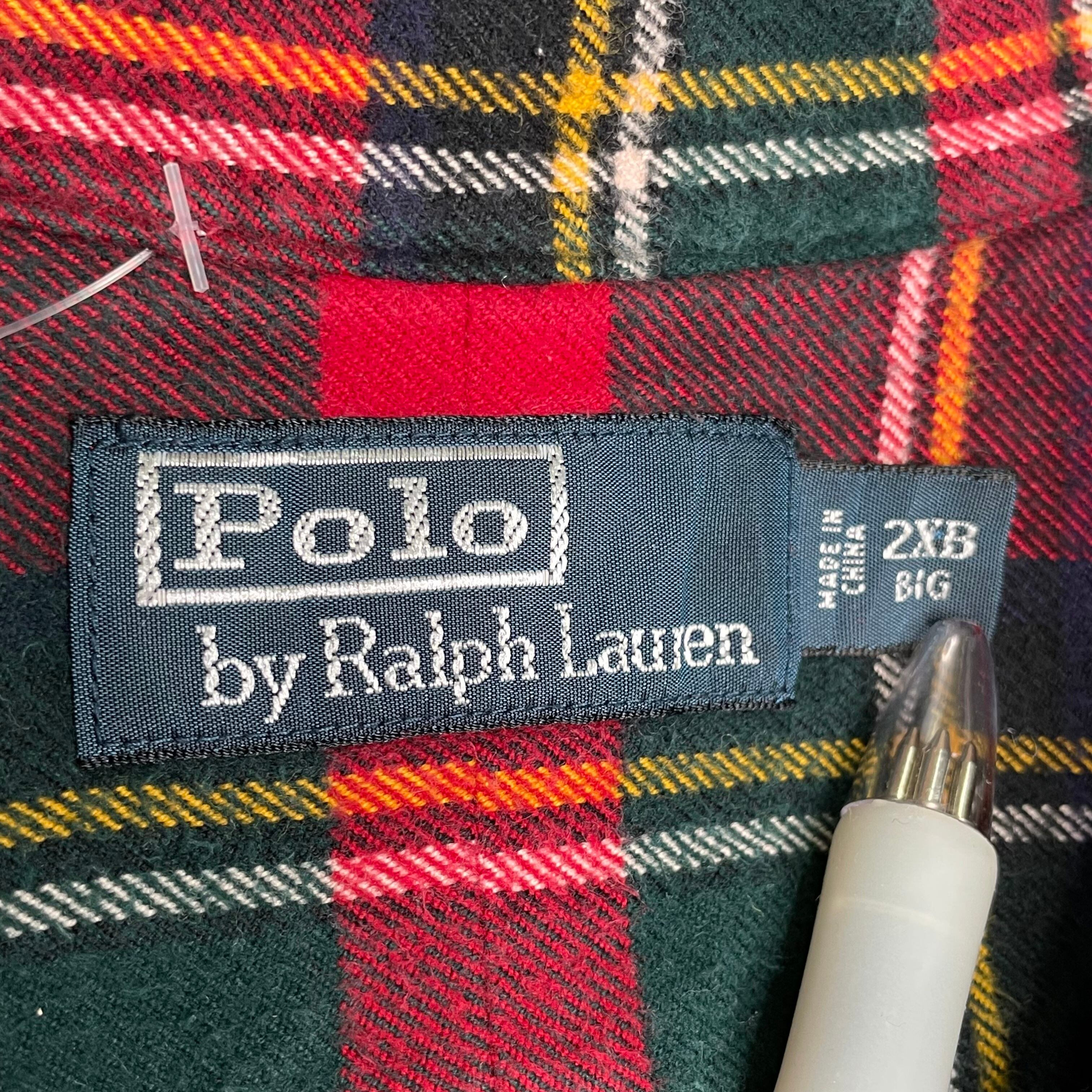 Polo By Ralph Lauren 長袖シャツ 2XL チェック柄 エルボーパッチ 