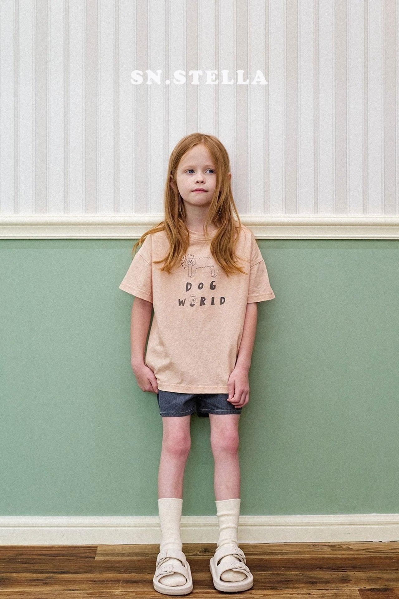 【SN,STELLA】DOG WORLD Tシャツ ピーチ XS80cm,JS130cm,JM140cm - 6