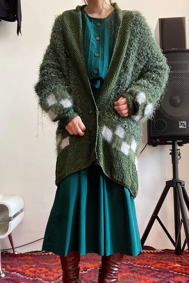 Green shaggy cardigan