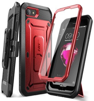 【特価処分】SUPCASE iPhone SE3(第3世代) 2022 SE(第2世代) /iPhone8 /iPhone7 ケース 対応 2020 新しいカバー 液晶保護フィルム と腰かけクリップ付き 米国軍事規格取得 耐衝撃 防塵 二重保護 UBProシリーズ レッド