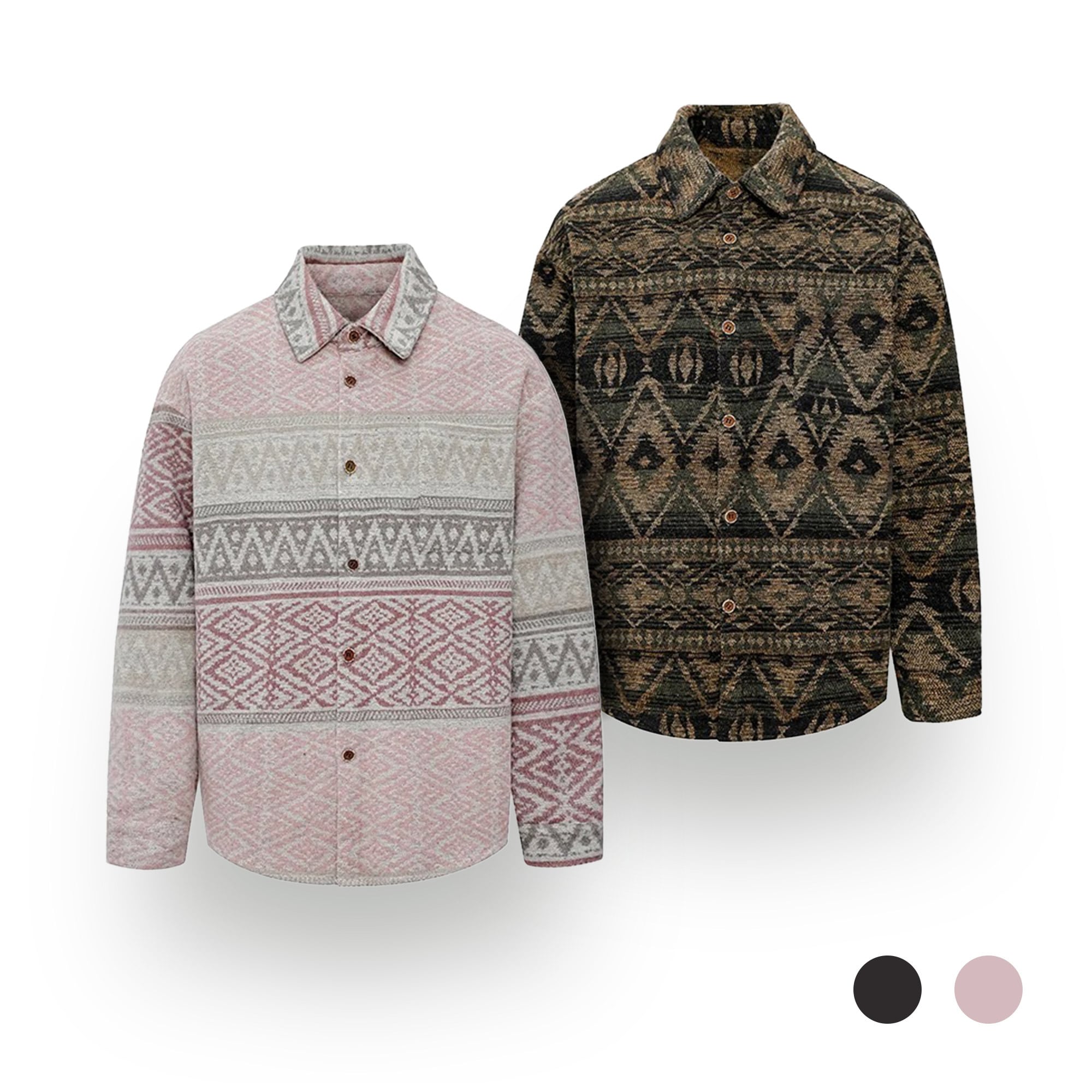 ネイティブデザインアウターシャツ_< 2color >